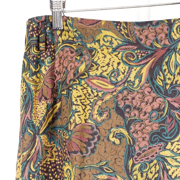 Elliot Lauren Wrap Skirt 10 Womens VTG Floral Abstract Brown Yellow Purple USA - Picture 2 of 7